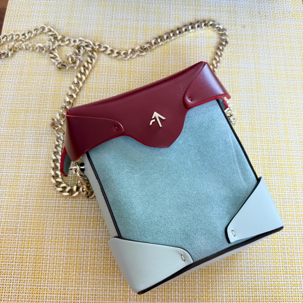 Manu Atelier Mini Pristine Stylish Red and Blue Women's Bag